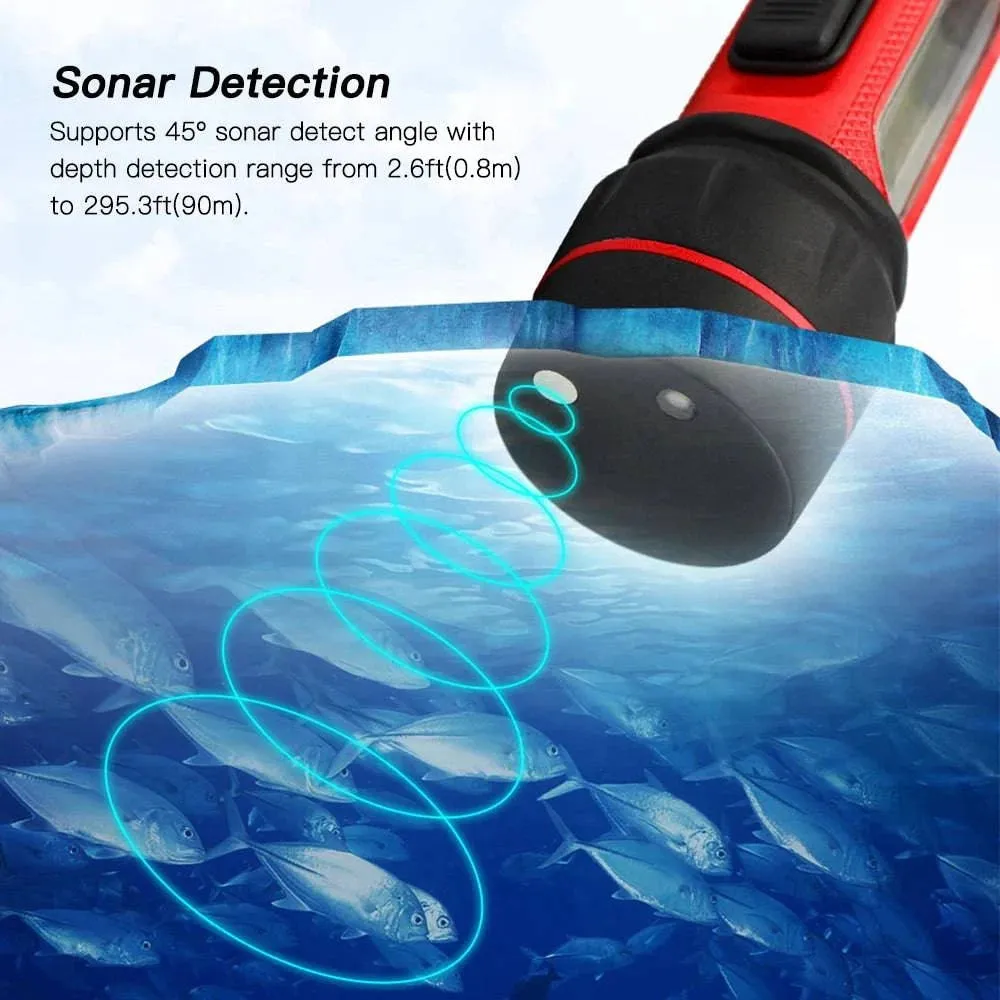 Fishing Finder Sonar Ice Fishing Wireless Handheld Fish Finder with LED Underwater Light 0.8-90m Detection Depth