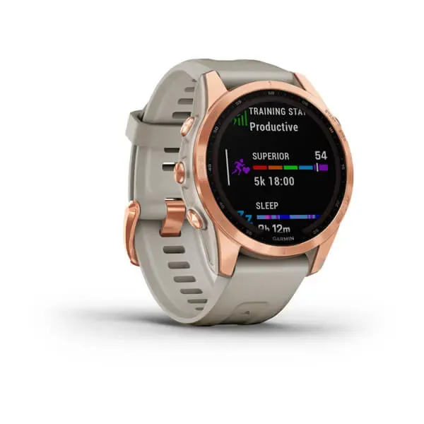 Garmin Fēnix® 7S – Solar Edition Rose Gold with Light Sand Band